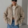 DAZY Drop Shoulder Slant Pockets Teddy Jacket main 4