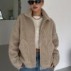 DAZY Drop Shoulder Slant Pockets Teddy Jacket main 6