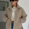 DAZY Drop Shoulder Slant Pockets Teddy Jacket main 7