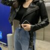 DAZY Short Style PU Leather Lapel Collar Casual Fashion Women Jacket main 0
