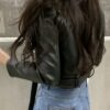 DAZY Short Style PU Leather Lapel Collar Casual Fashion Women Jacket main 1