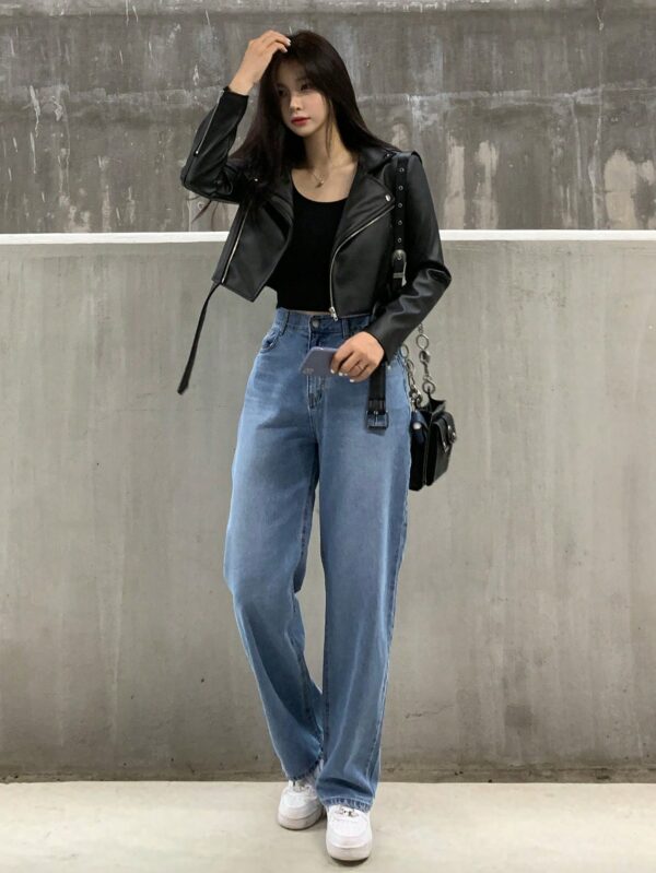 Short Style Casual Fashion Leather Jacket Women