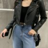 DAZY Short Style PU Leather Lapel Collar Casual Fashion Women Jacket main 4