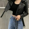 DAZY Short Style PU Leather Lapel Collar Casual Fashion Women Jacket main 5