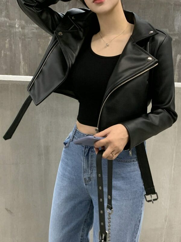 Short Style Casual Fashion Leather Jacket Women