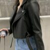 DAZY Short Style PU Leather Lapel Collar Casual Fashion Women Jacket main 6