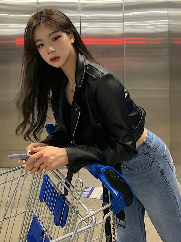 Short Style Casual Fashion Leather Jacket Women