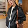 DAZY Slant Pockets PU Leather Jacket main 0