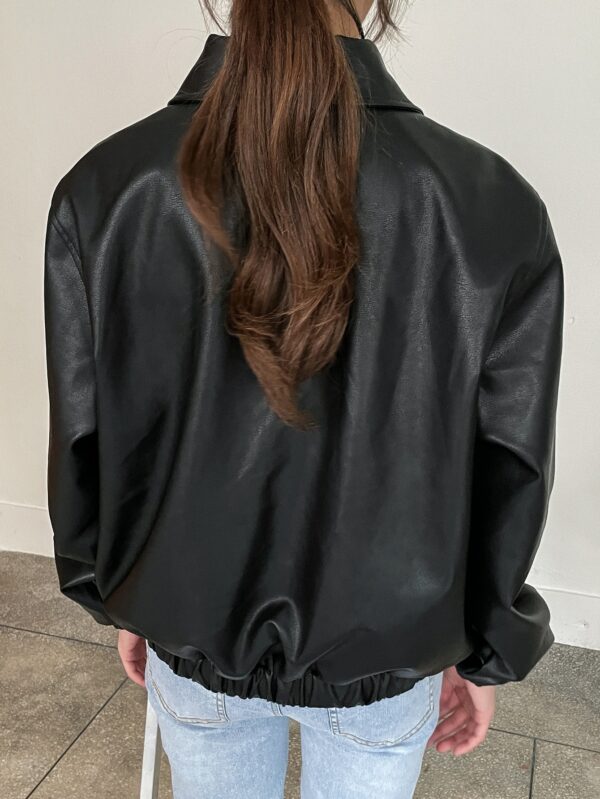 Women Black Leather Jacket PU Leather Zipper Biker Coat for Fall Fashion