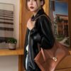 DAZY Slant Pockets PU Leather Jacket main 5