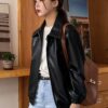 DAZY Slant Pockets PU Leather Jacket main 6