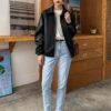 DAZY Slant Pockets PU Leather Jacket main 7
