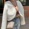 DAZY Solid Open Front Crop Teddy Jacket main 0