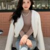 DAZY Solid Open Front Crop Teddy Jacket main 2
