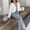 DAZY Solid Open Front Crop Teddy Jacket main 4