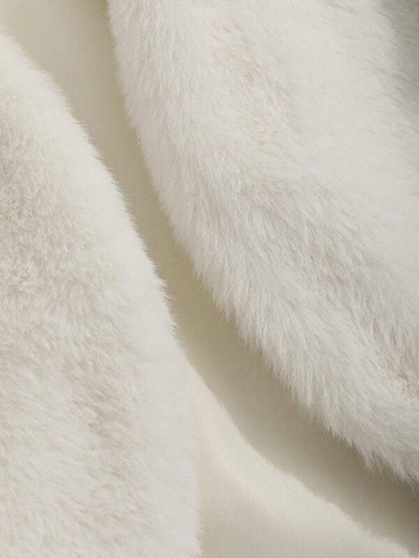 Women Casual White Teddy Crop Jacket