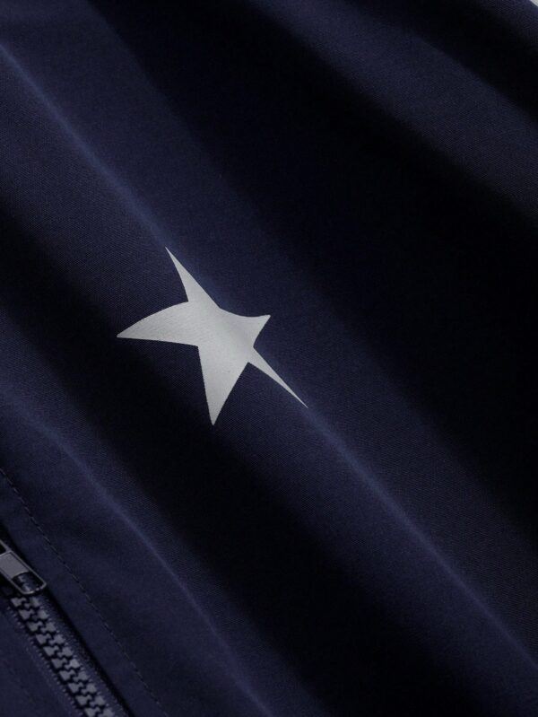 Navy Blue Star Print Bomber Jacket for Women