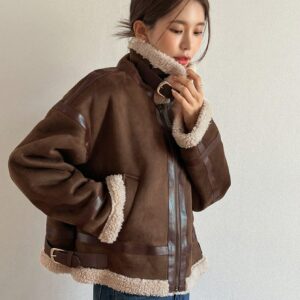 Women Casual Winter Outerwear Zip Up Jacket