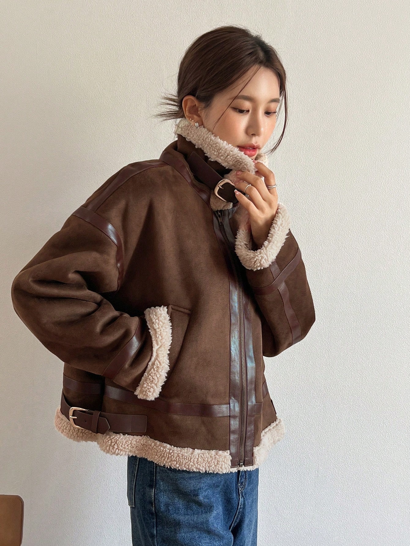 Women Casual Winter Outerwear Zip Up Jacket