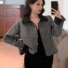 DAZY Womens Autumn Single Breasted Color Blocking Lapel Casual Jacket main 1