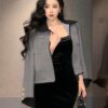 DAZY Womens Autumn Single Breasted Color Blocking Lapel Casual Jacket main 4
