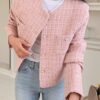 DAZY Womens Elegant Plaid Round Neck Short Fitted Regular Jacket Autumn main 7