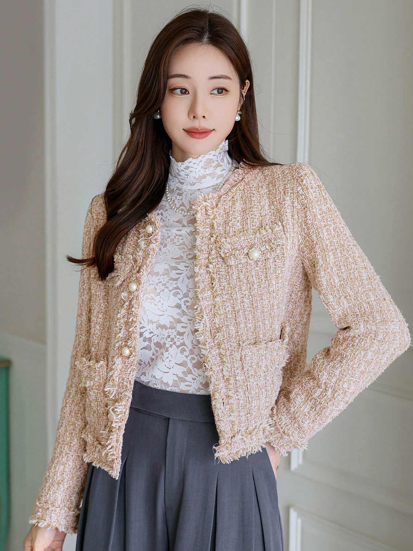 Long Sleeve Frayed Hem jackets for women​