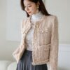 DAZY Womens Plaid Texture Long Sleeve Frayed Hem Jacket main 4