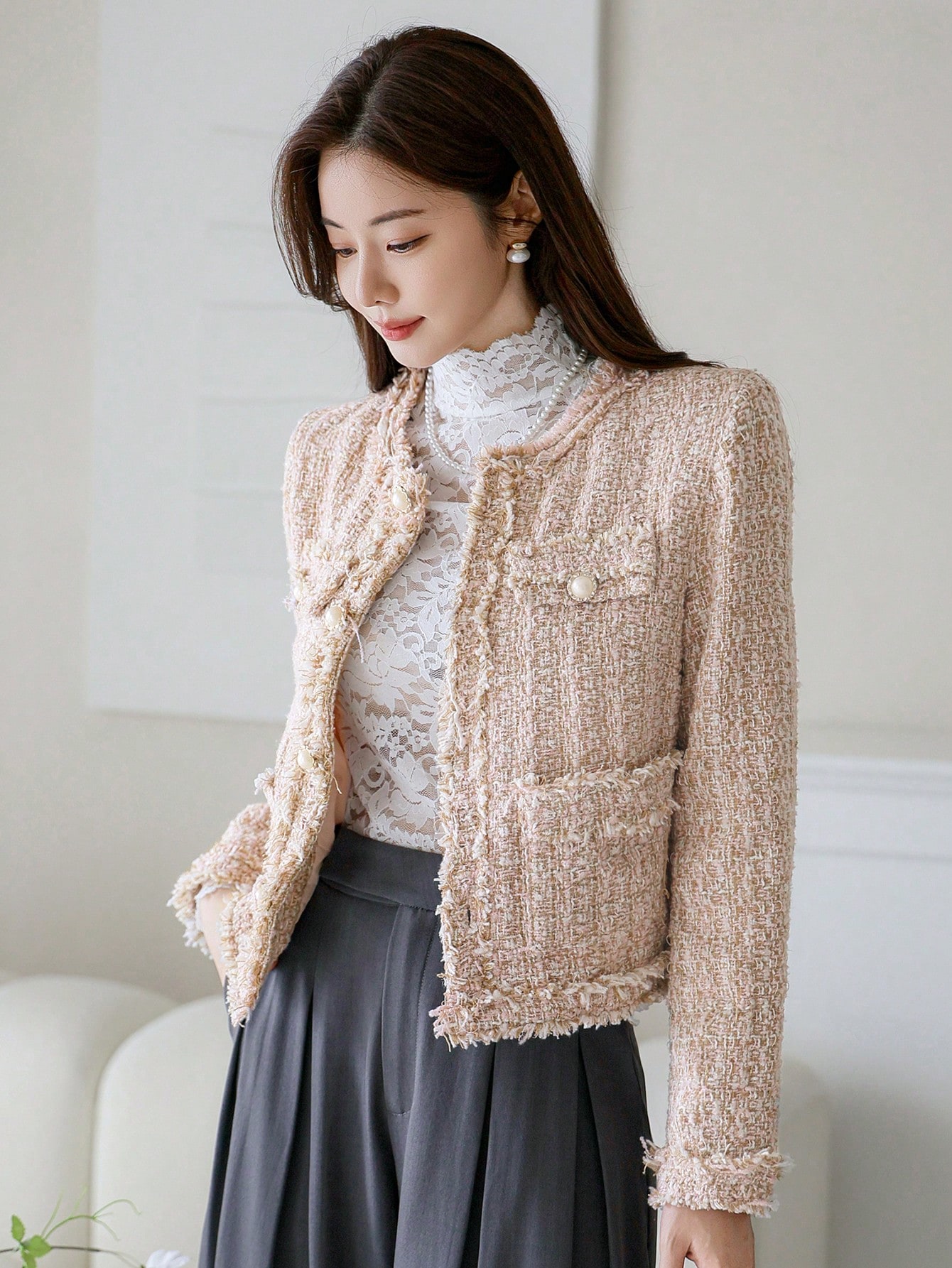 Long Sleeve Frayed Hem jackets for women​