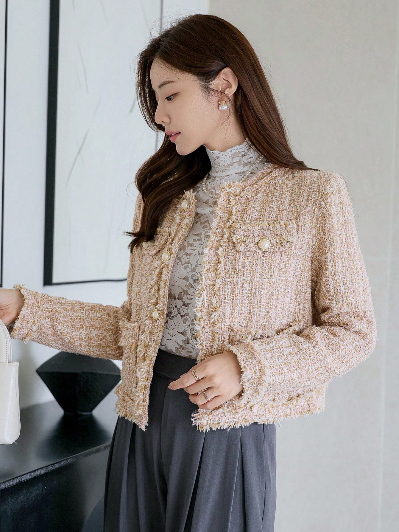 Long Sleeve Frayed Hem jackets for women​
