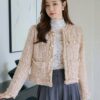 DAZY Womens Plaid Texture Long Sleeve Frayed Hem Jacket main 6