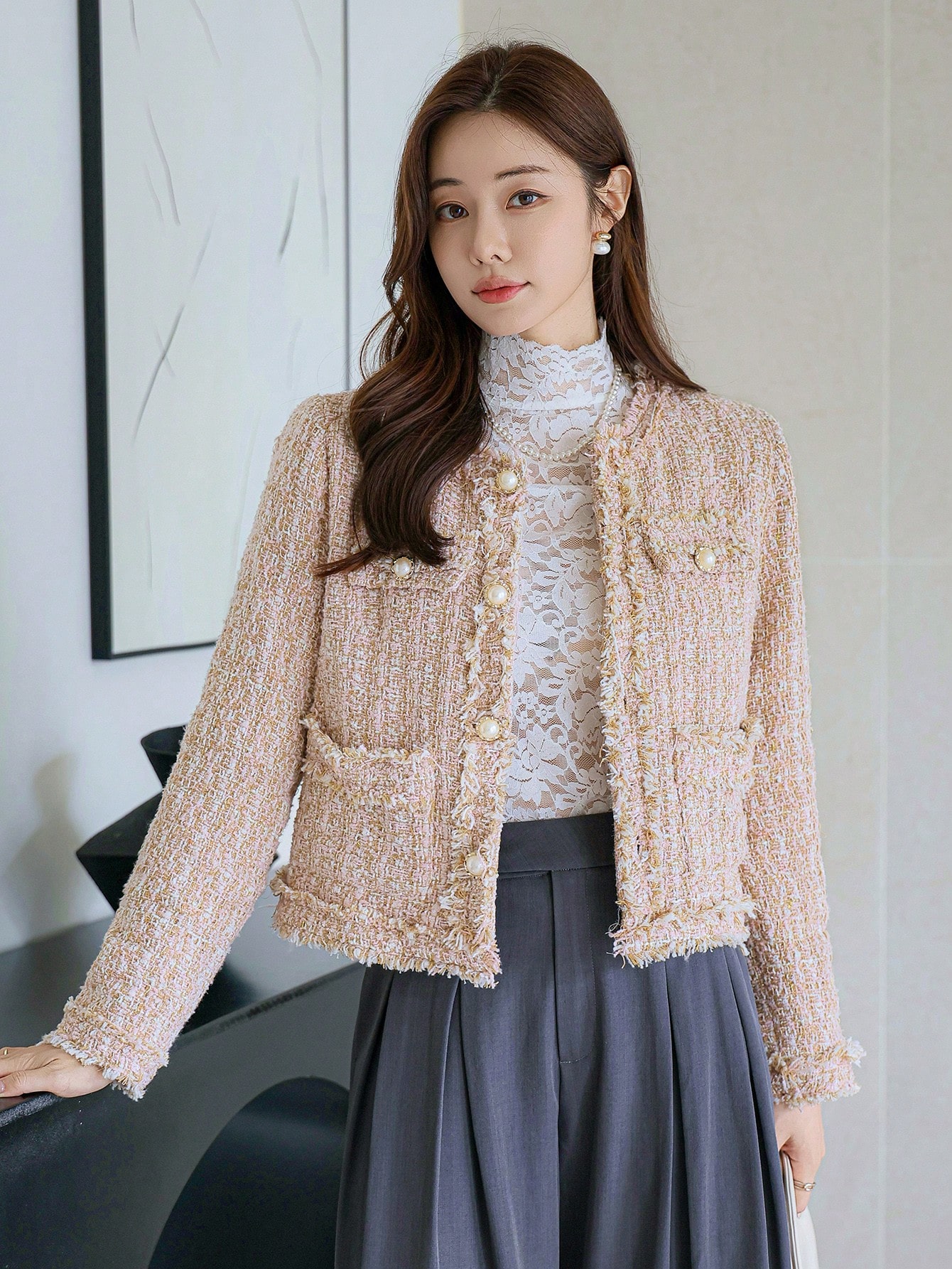 Long Sleeve Frayed Hem jackets for women​