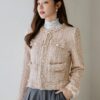 DAZY Womens Plaid Texture Long Sleeve Frayed Hem Jacket main 7