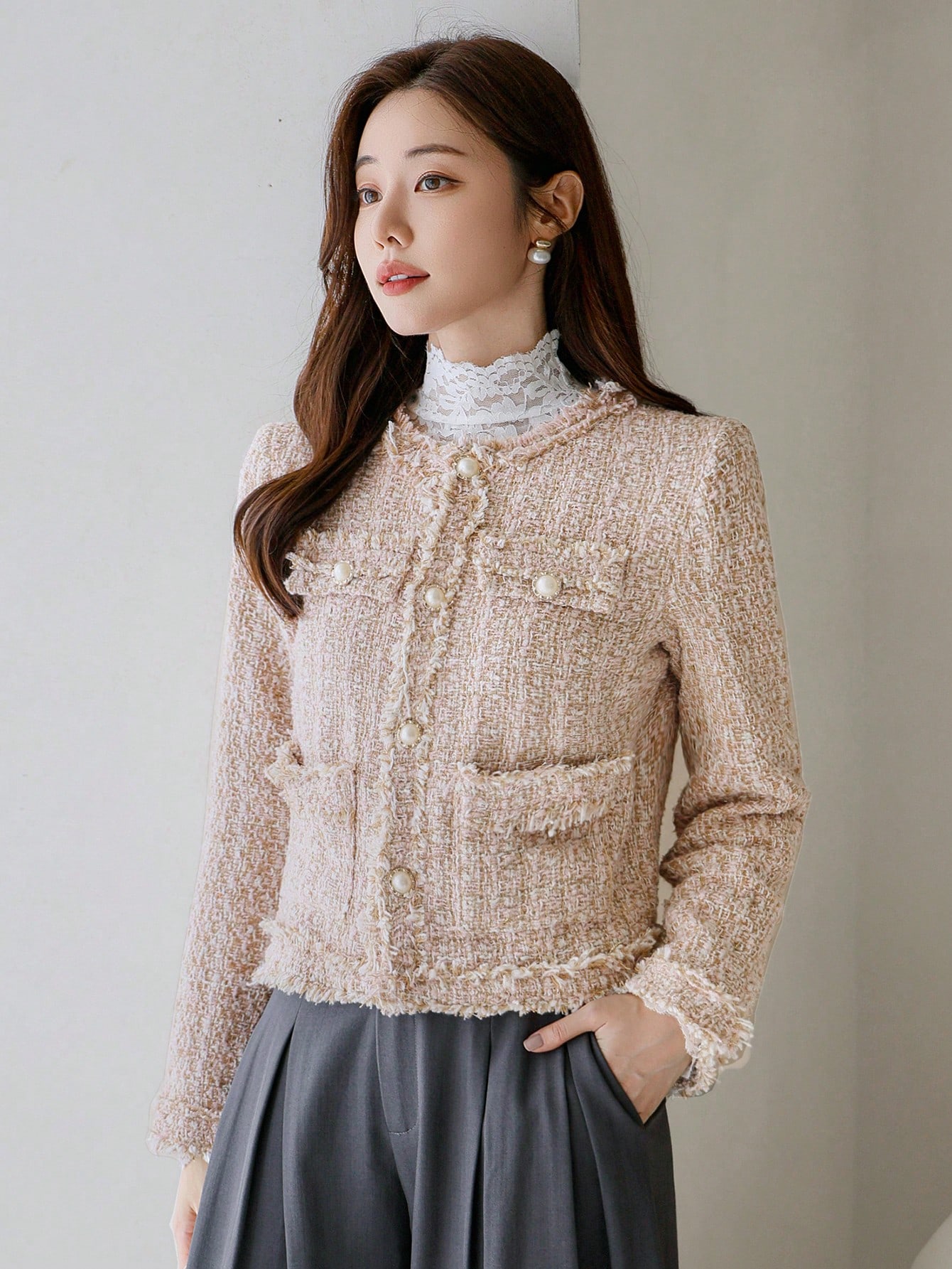 Long Sleeve Frayed Hem jackets for women​