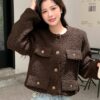 DAZY Womens Short Winter Round Neck Long Sleeve Faux Jacket main 1