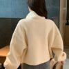 DAZY Womens Solid Color High Neck Plus Fleece Thick Jacket main 1
