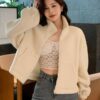 DAZY Womens Solid Color High Neck Plus Fleece Thick Jacket main 3