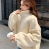 DAZY Womens Solid Color High Neck Plus Fleece Thick Jacket main 6