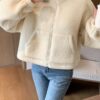 DAZY Womens Solid Color High Neck Plus Fleece Thick Jacket main 9
