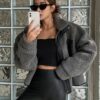 DAZY Zip Up Drop Shoulder Teddy Jacket main 0
