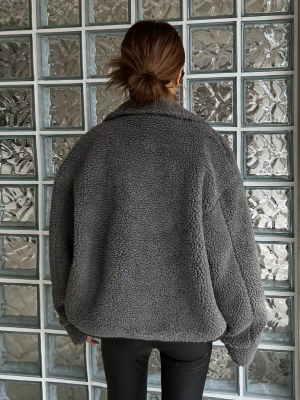 Women Oversized Bomber Jacket with Zip Up Front Drop Shoulder Design