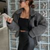 DAZY Zip Up Drop Shoulder Teddy Jacket main 6